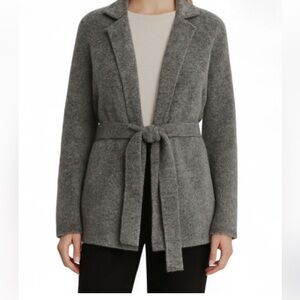 Eileen Fisher Mohair and wool blend belted cardigan with notched collar